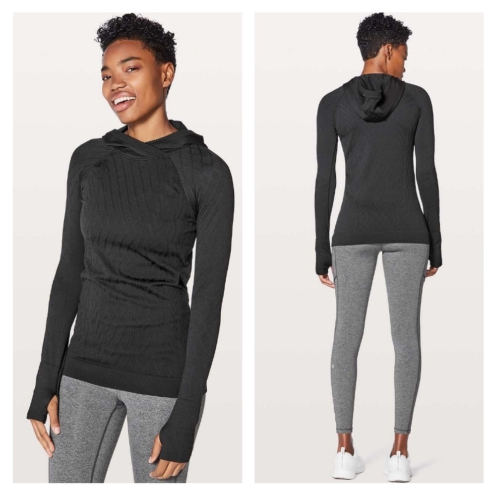 Lululemon Rest Less Hoodie Black Long Sleeved Top Size 2